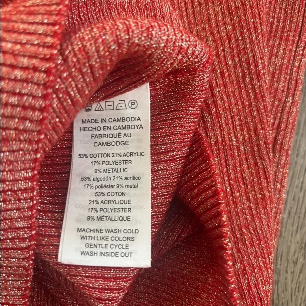 Michael Kors Red Metallic Knit Top - Picture 3 of 4